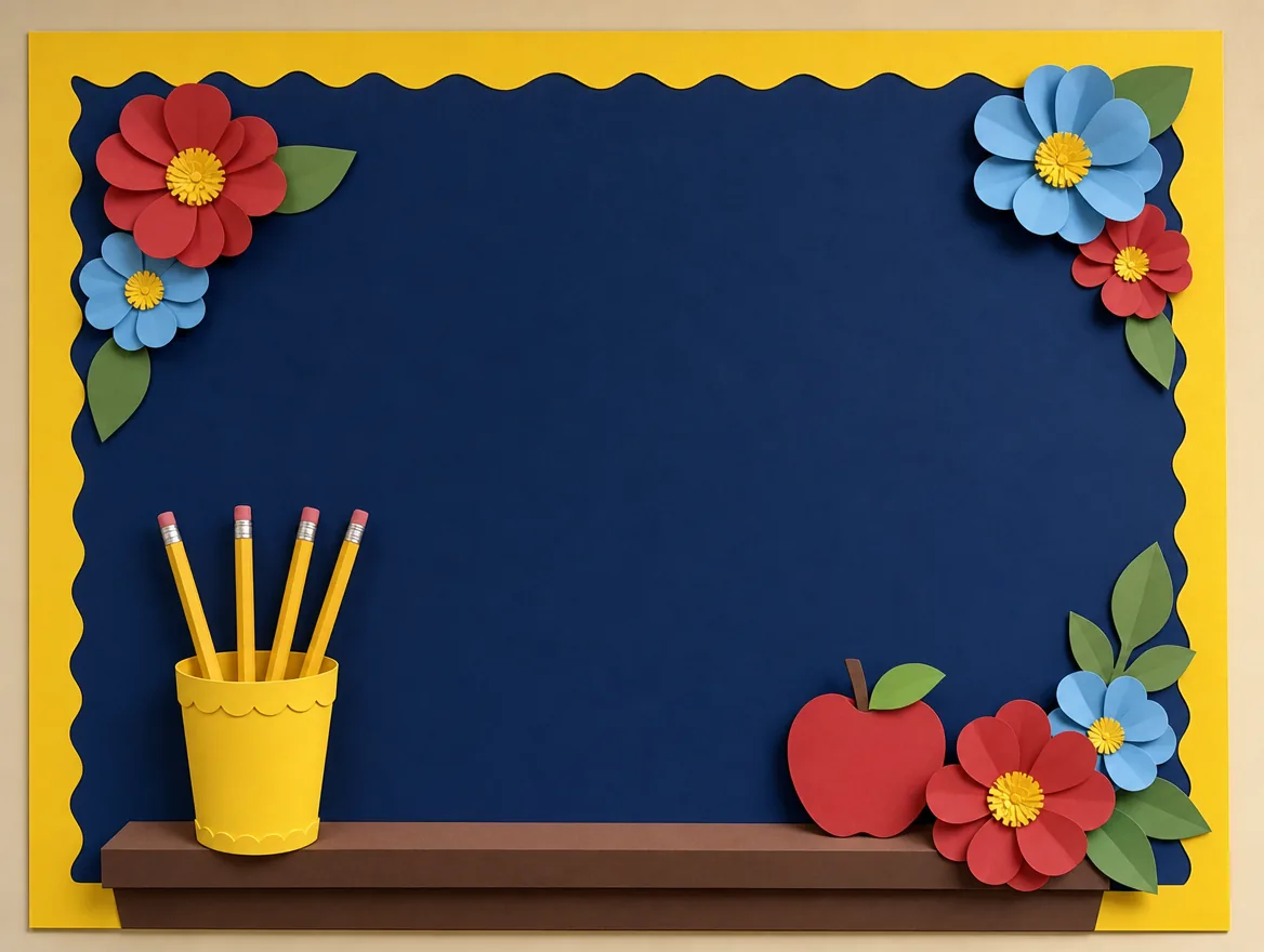 Paper-craft kindness bulletin board with paper flowers