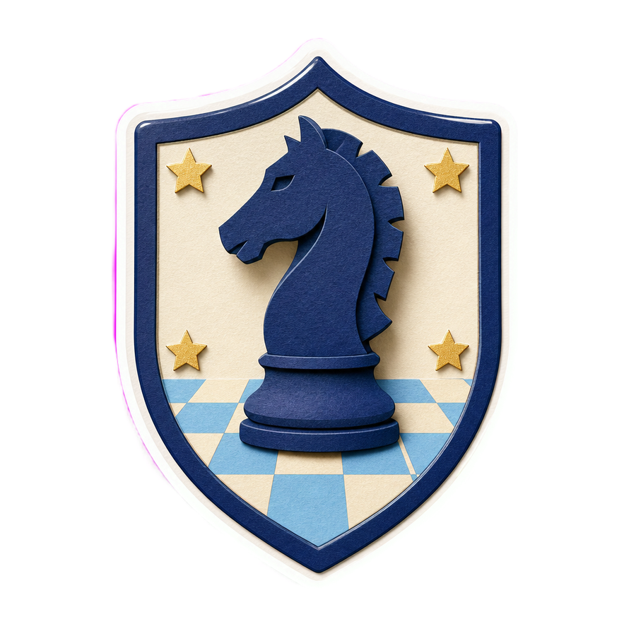Sticker badge of a paper chess knight