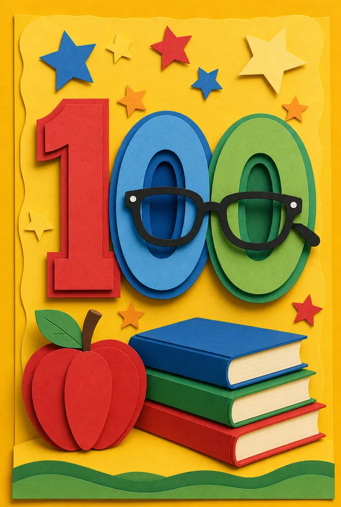 Paper-craft scene of a big number one hundred