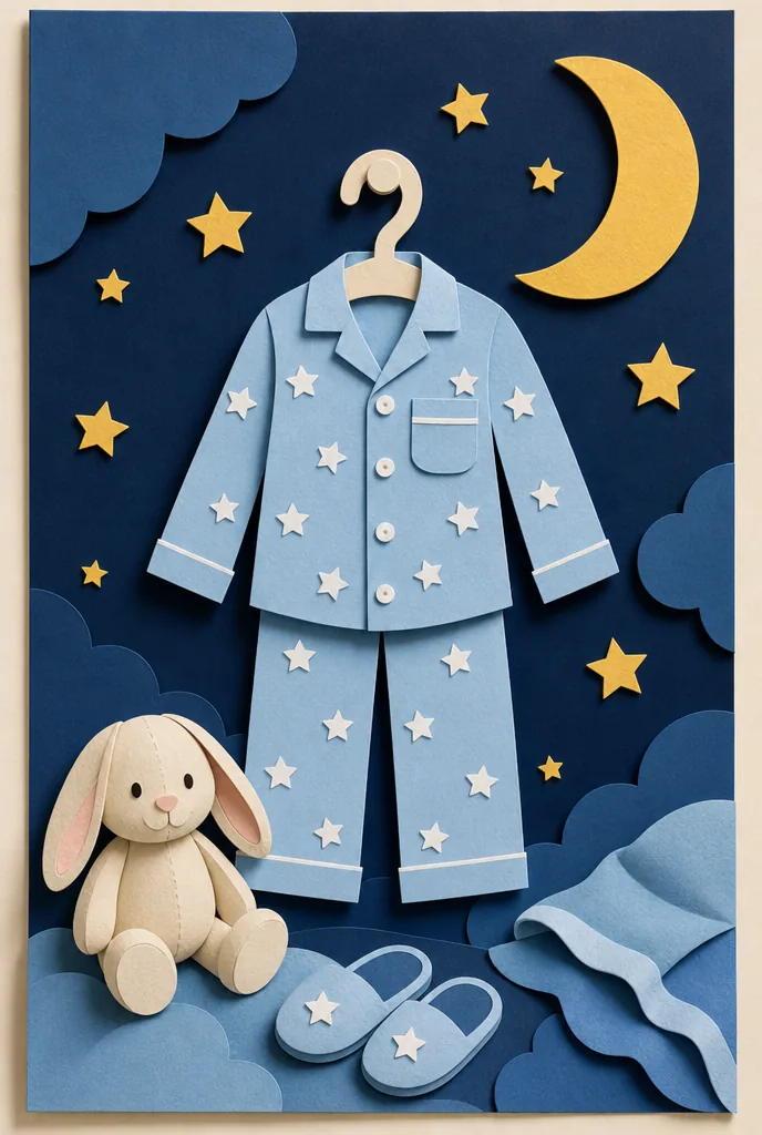 Paper-craft scene of kids in pajamas reading